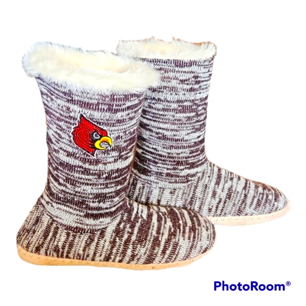 U of L Cardnials NCAA Team Booties Slippers Women's Size 9-10